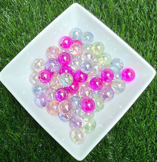 Multicolor Tinsel Acrylic Beads – 16mm – 10 Pack