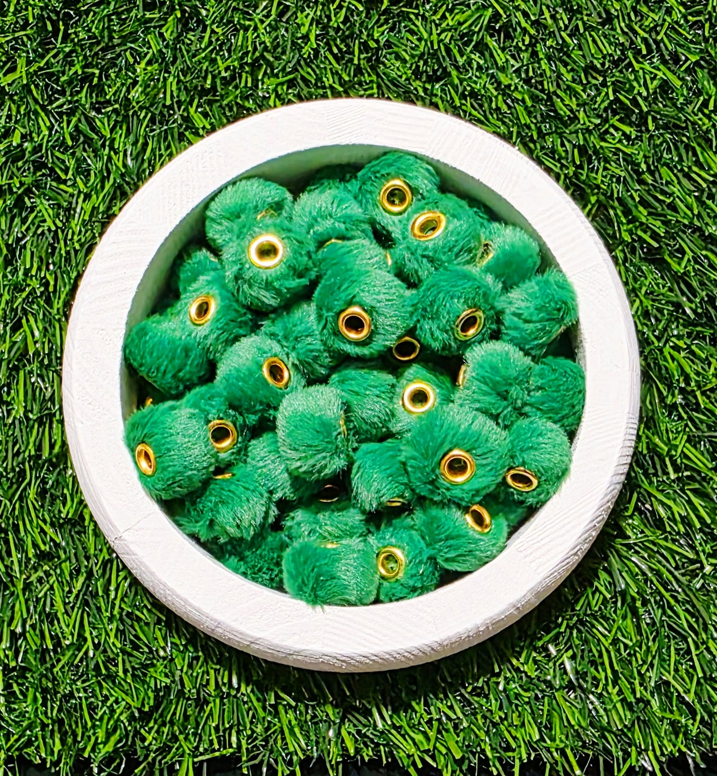 Dark Green fluffy beads - fluffy spacer 20mm