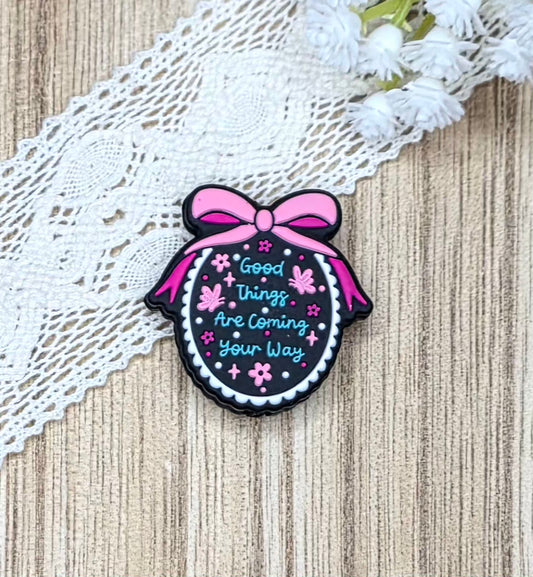 Good Things Are Coming Your Way Silicone Focal Bead – Pink Bow Focal Bead