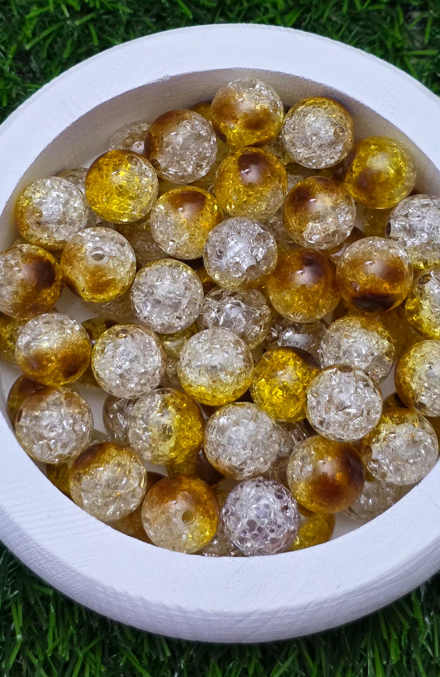16MM Gold & Clear Crackle Acrylic Beads – 5 Piece Pack
