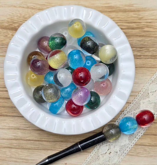 20mm Glitter Core Acrylic Beads – 4 Piece Pack