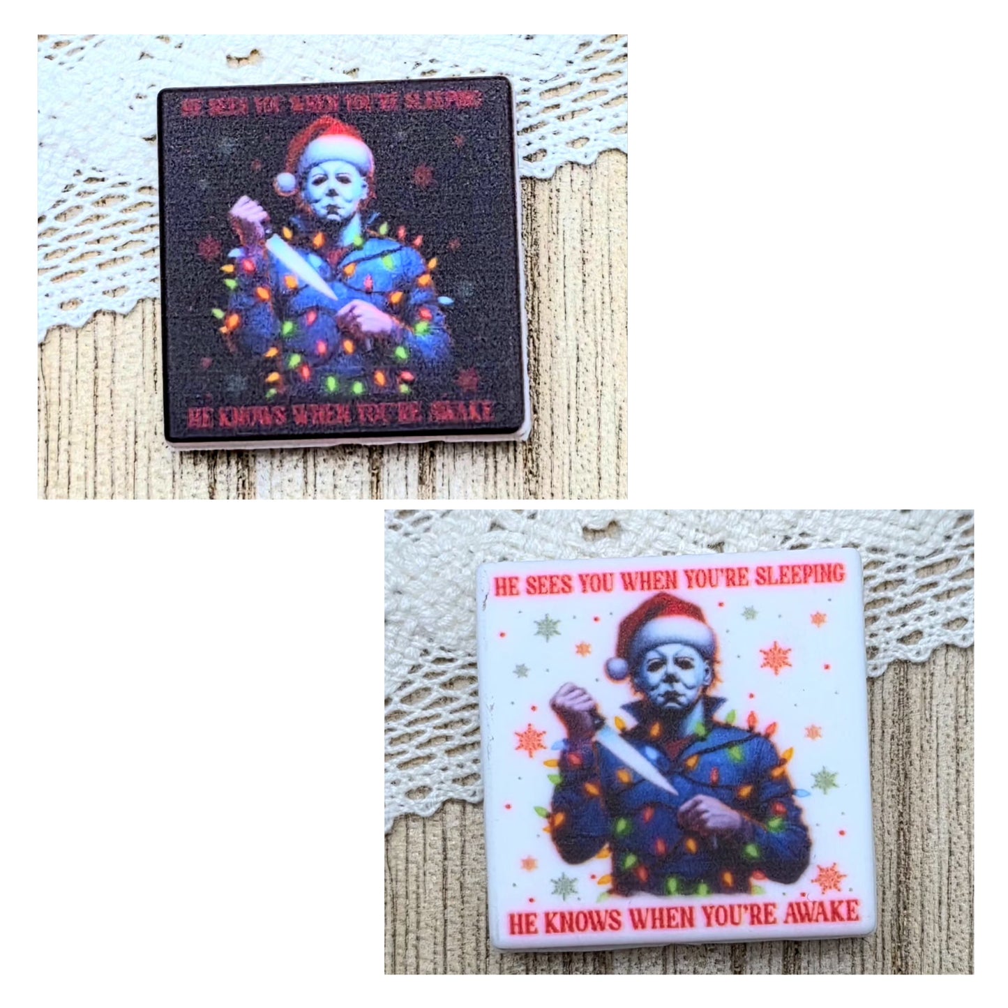 He Sees You When You’re Sleeping Horror Christmas Silicone Focal Bead Exclusive