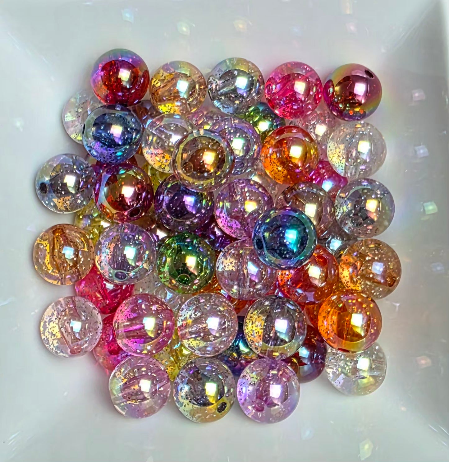 Multicolor Iridescent Confetti Acrylic Bead Mix – 16mm – 10 Pack