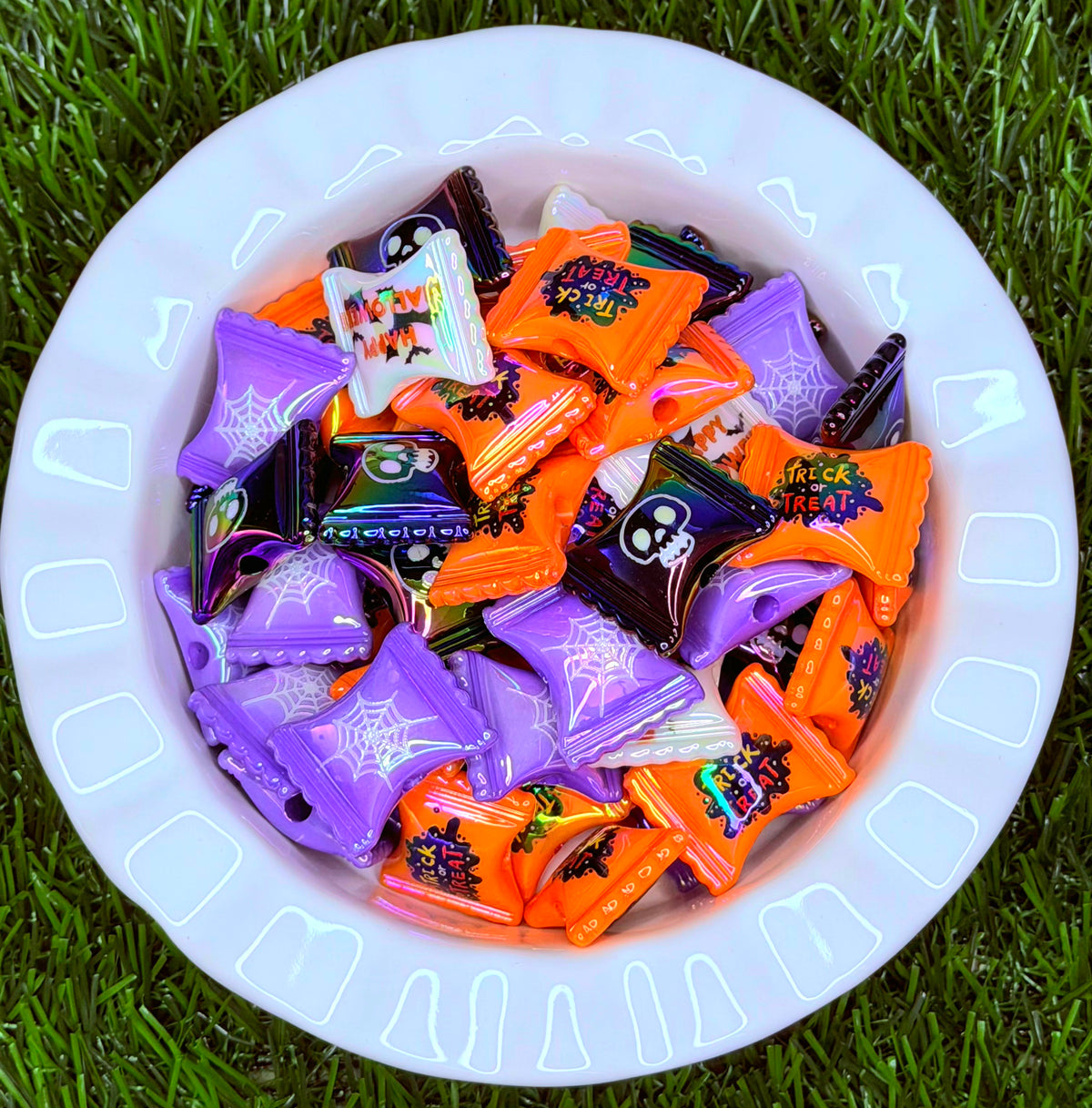 Halloween Candy Wrapper Acrylic Beads – 6 Pack