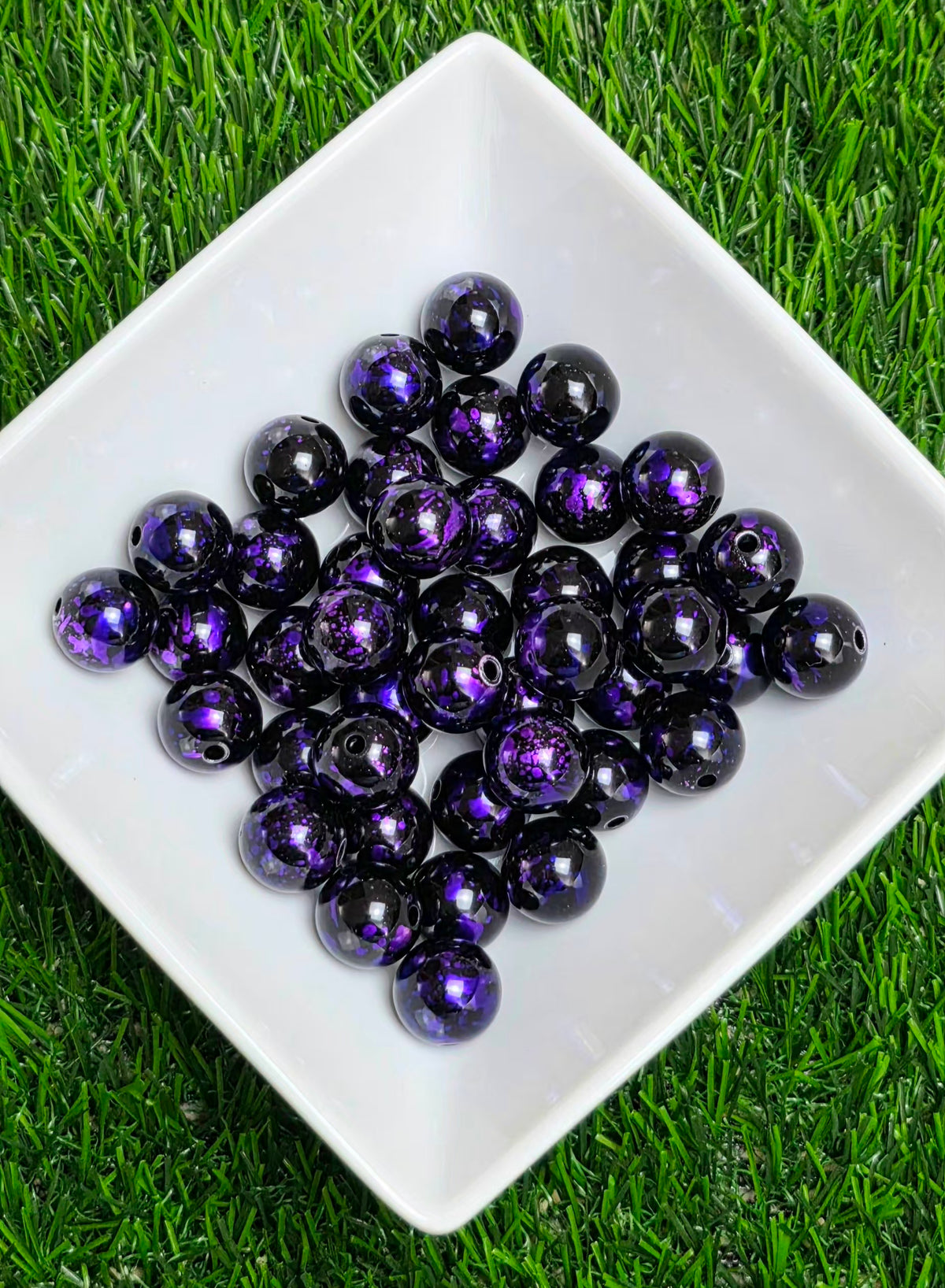 Metallic Purple Splatter Acrylic Beads – 16mm - 5 Pack