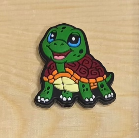 Cute little happy turtle silicone focal beads