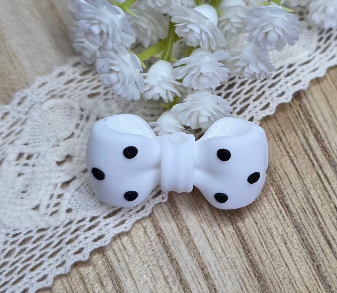 3D Polka Dot Bow Silicone Focal Bead