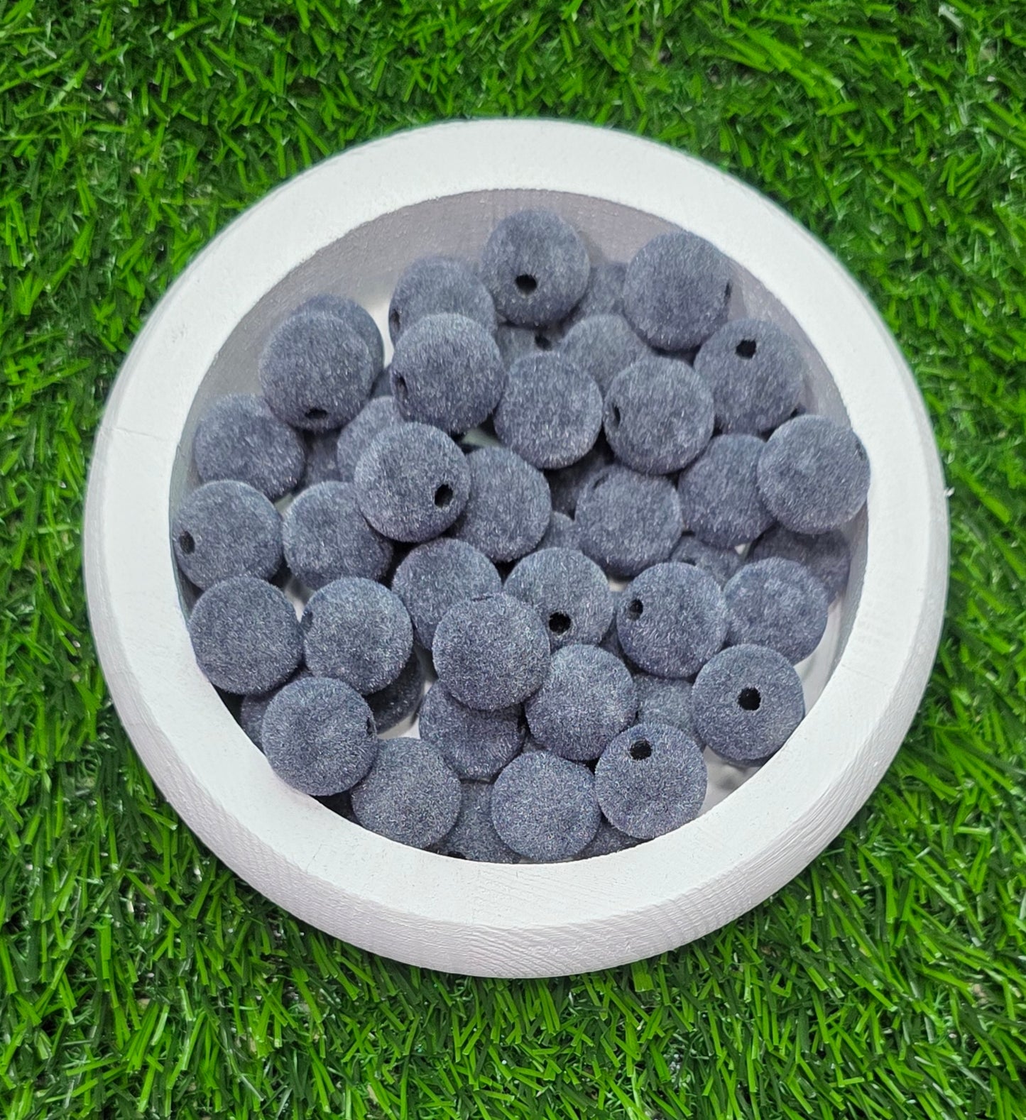 Multicolor Velvet flocked acrylic beads 16mm