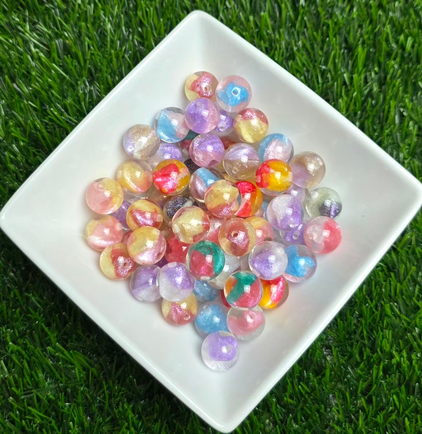 Multicolor Swirl Glitter Shimmer Acrylic Bead Mix – 16mm – 10 Pack