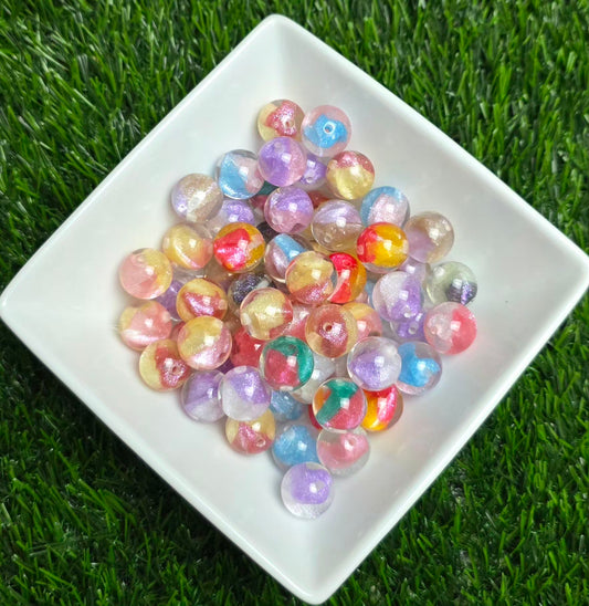 Multicolor Swirl Glitter Shimmer Acrylic Bead Mix – 16mm – 10 Pack