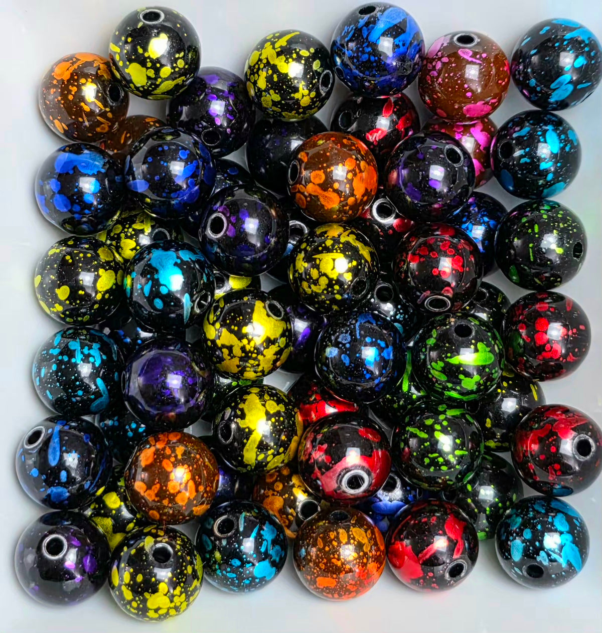 Metallic Multicolor Splatter Acrylic Beads – 16mm - 5 Pack