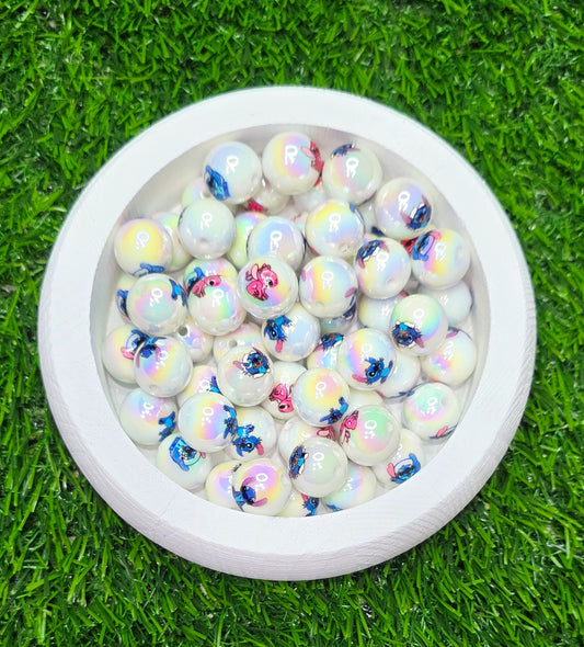 Alien 16mm acrylic beads, pink and blue Alien 16mm acrylic beads, 6pcs randomly packed