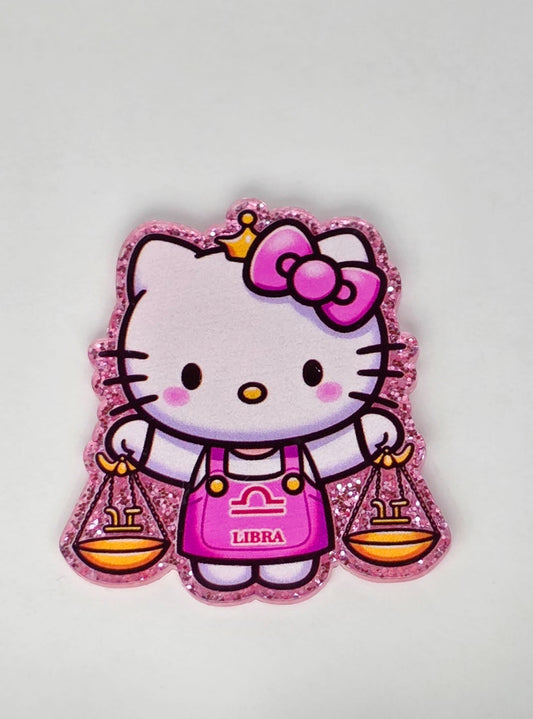 HK Libra zodiac sign acrylic flatback - Kitty girl flatback - FB10