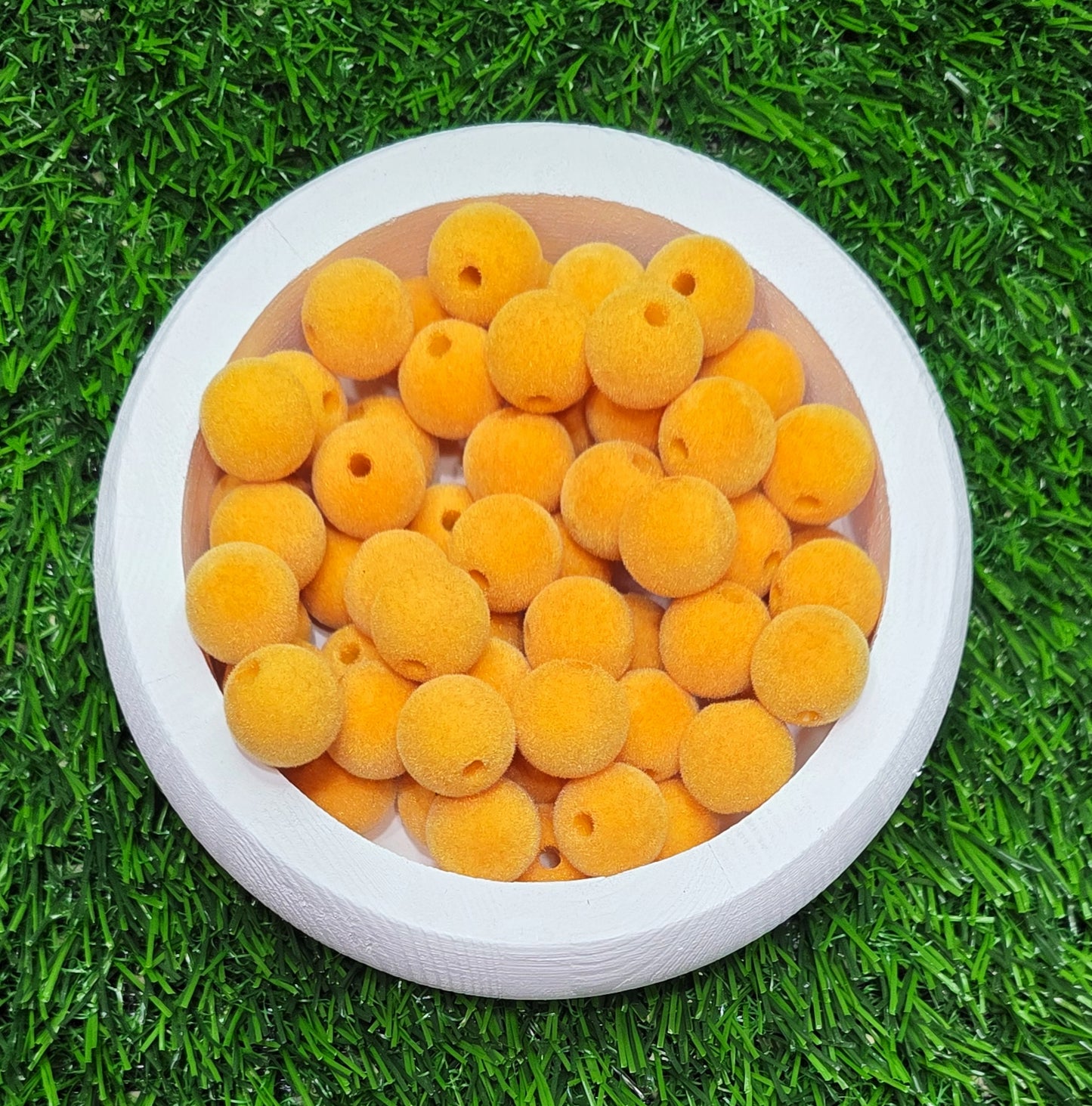 Multicolor Velvet flocked acrylic beads 16mm