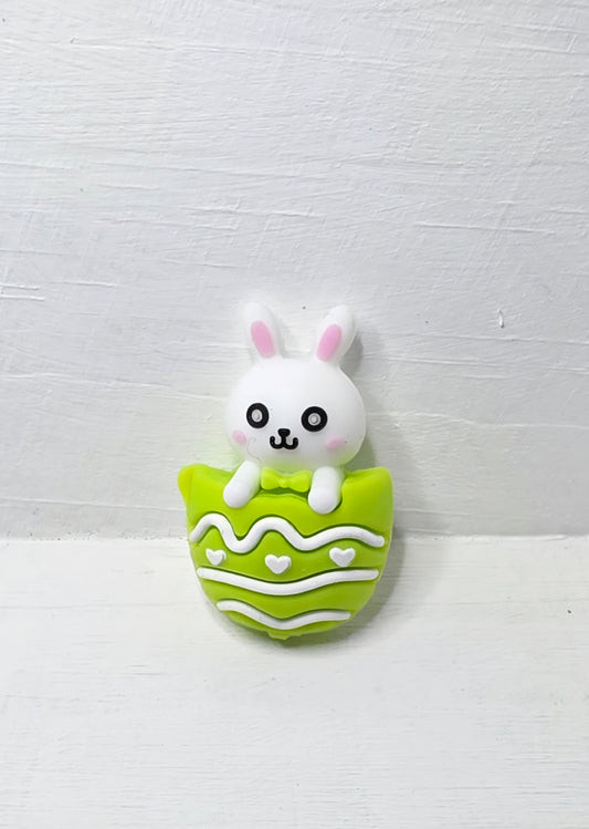 3D Easter Bunny in egg silicone focal bead - A230A
