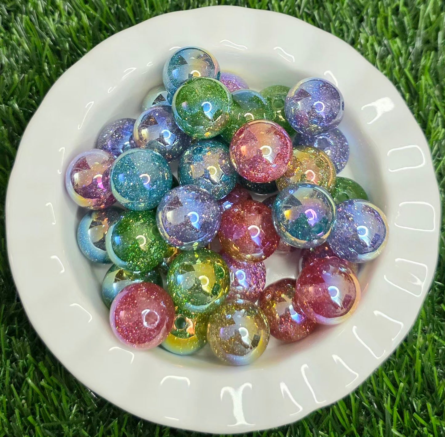 20mm UV Stardust Glitter Acrylic Beads – 4 Pack