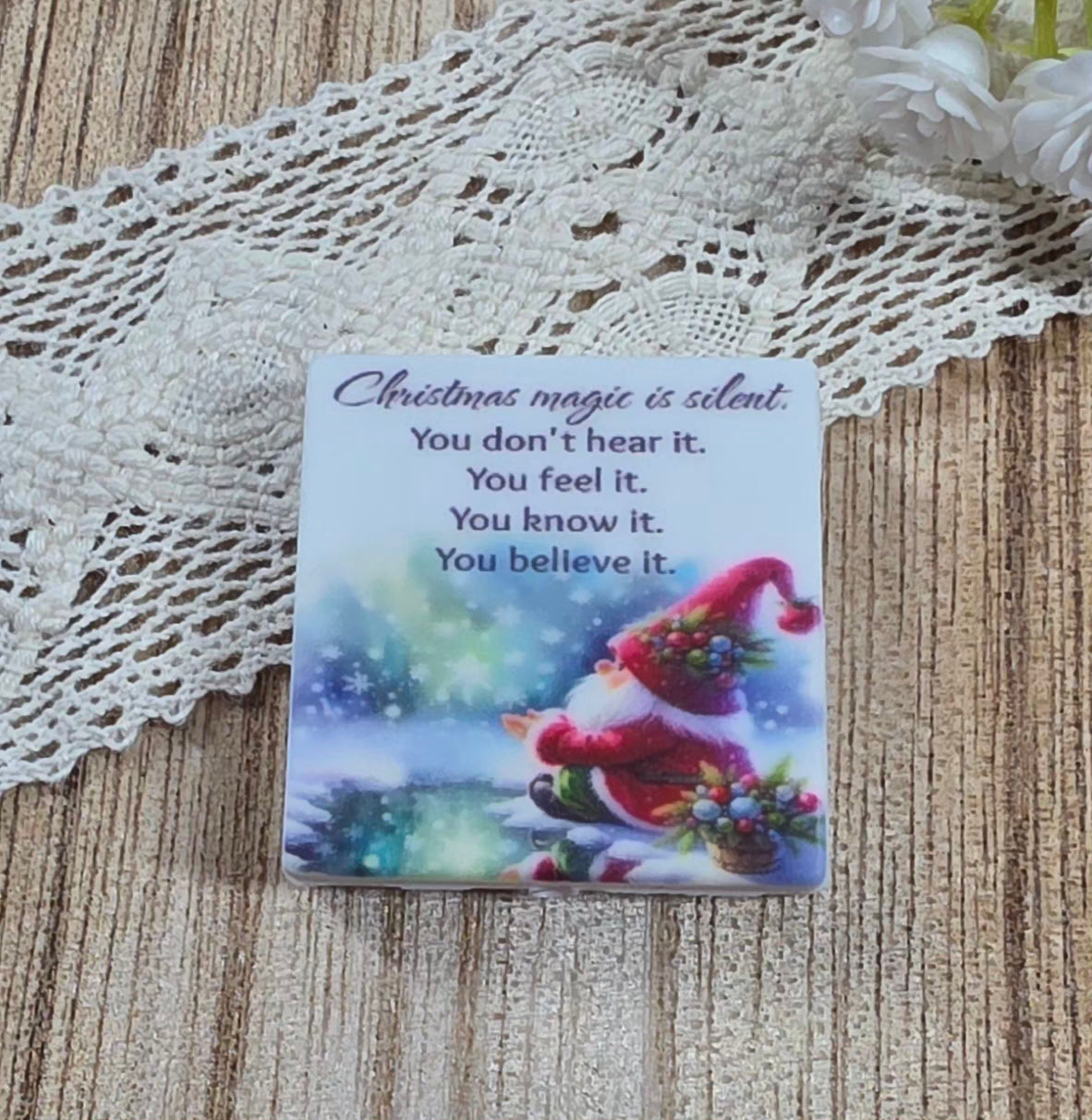 Exclusive Christmas Magic Inspirational Silicone Focal Bead – Believe in the Magic Holiday Focal