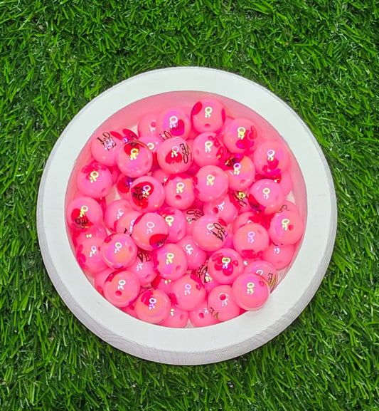 Pink 16mm LOVE acrylic beads
