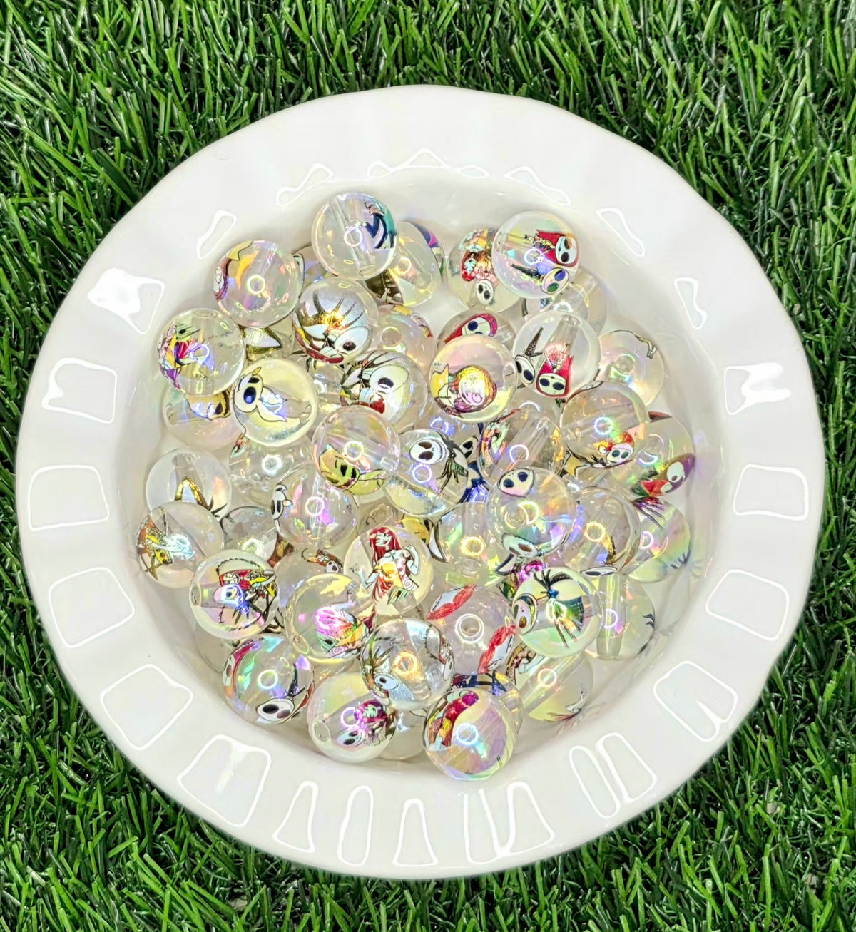 Clear Spooky Christmas Character Acrylic Beads – 5 Pack
