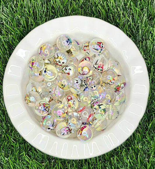 Clear Spooky Christmas Character Acrylic Beads – 5 Pack