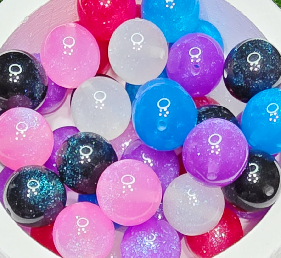 Glitter 20mm acrylic beads - 5pcs Randomly mixed