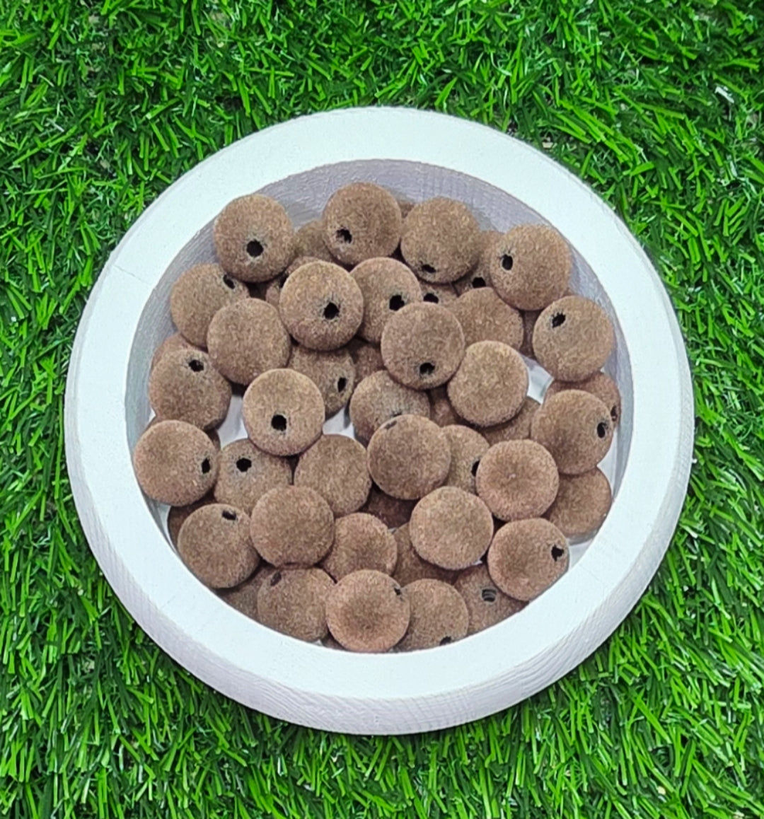 Multicolor Velvet flocked acrylic beads 16mm