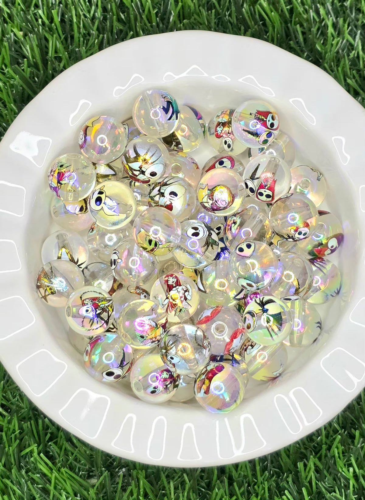 Clear Spooky Christmas Character Acrylic Beads – 5 Pack