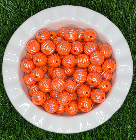 Orange Iridescent Pumpkin Acrylic Beads – 5 Pack
