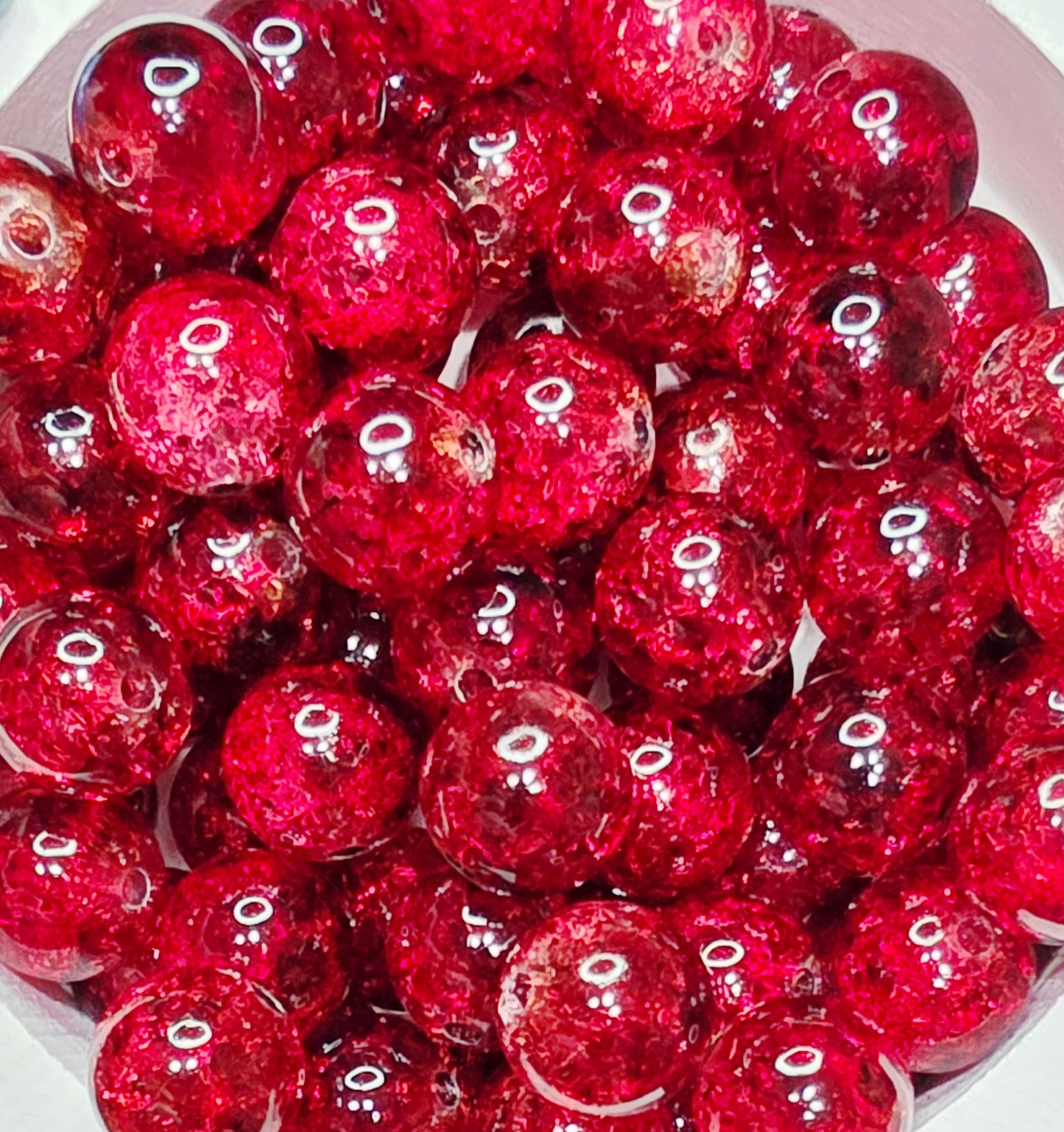 Red 16mm acrylic crackle beads, crackle beads