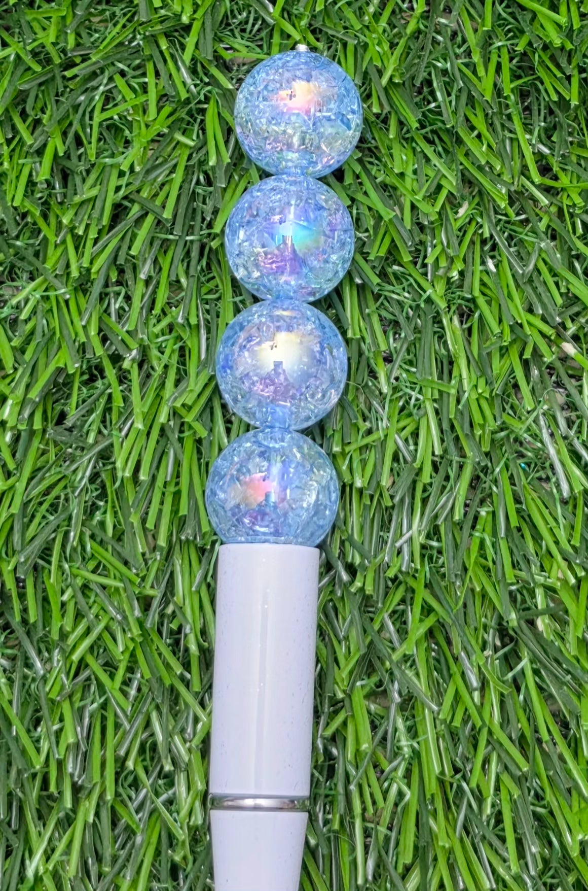 16MM Blue Iridescent Crackle Acrylic Beads – 6 Piece Pack