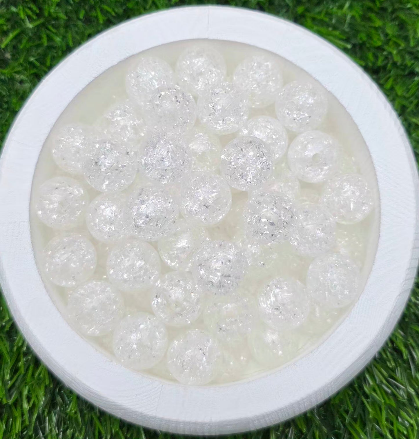 16MM Clear Crackle Acrylic Beads – 6 Piece Pack