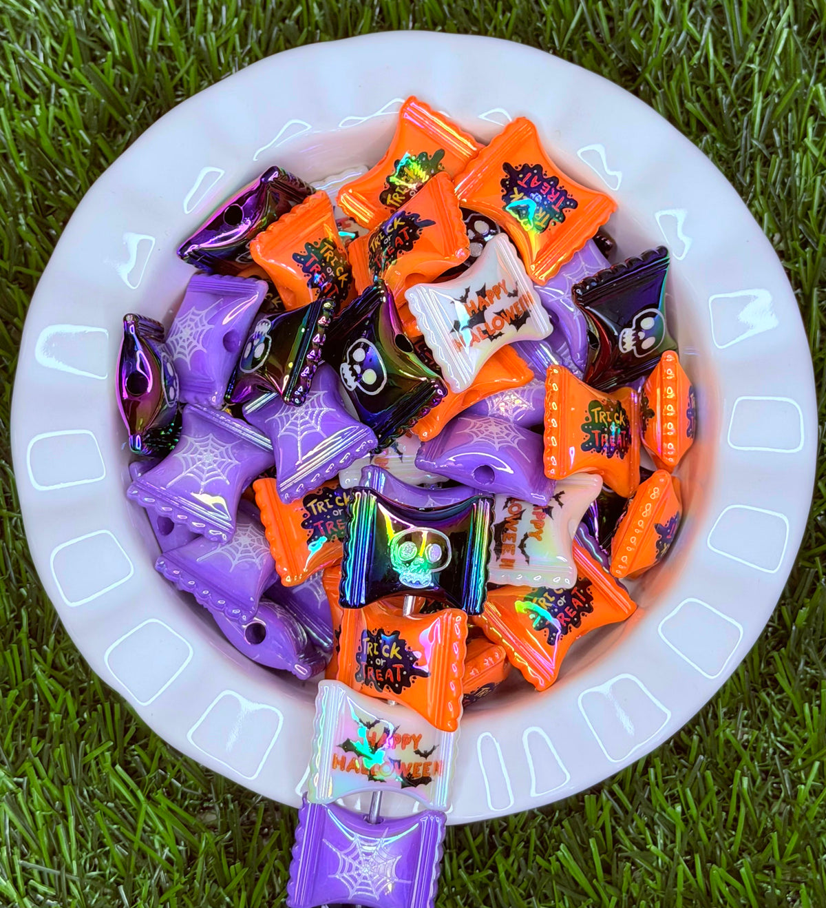 Halloween Candy Wrapper Acrylic Beads – 6 Pack