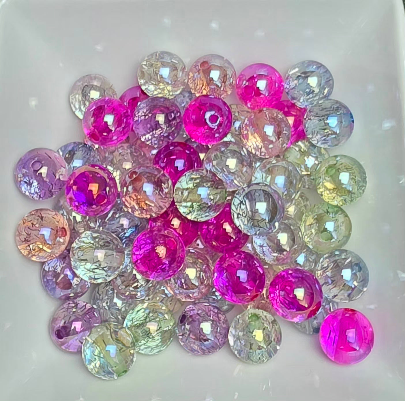 Multicolor Tinsel Acrylic Beads – 16mm – 10 Pack