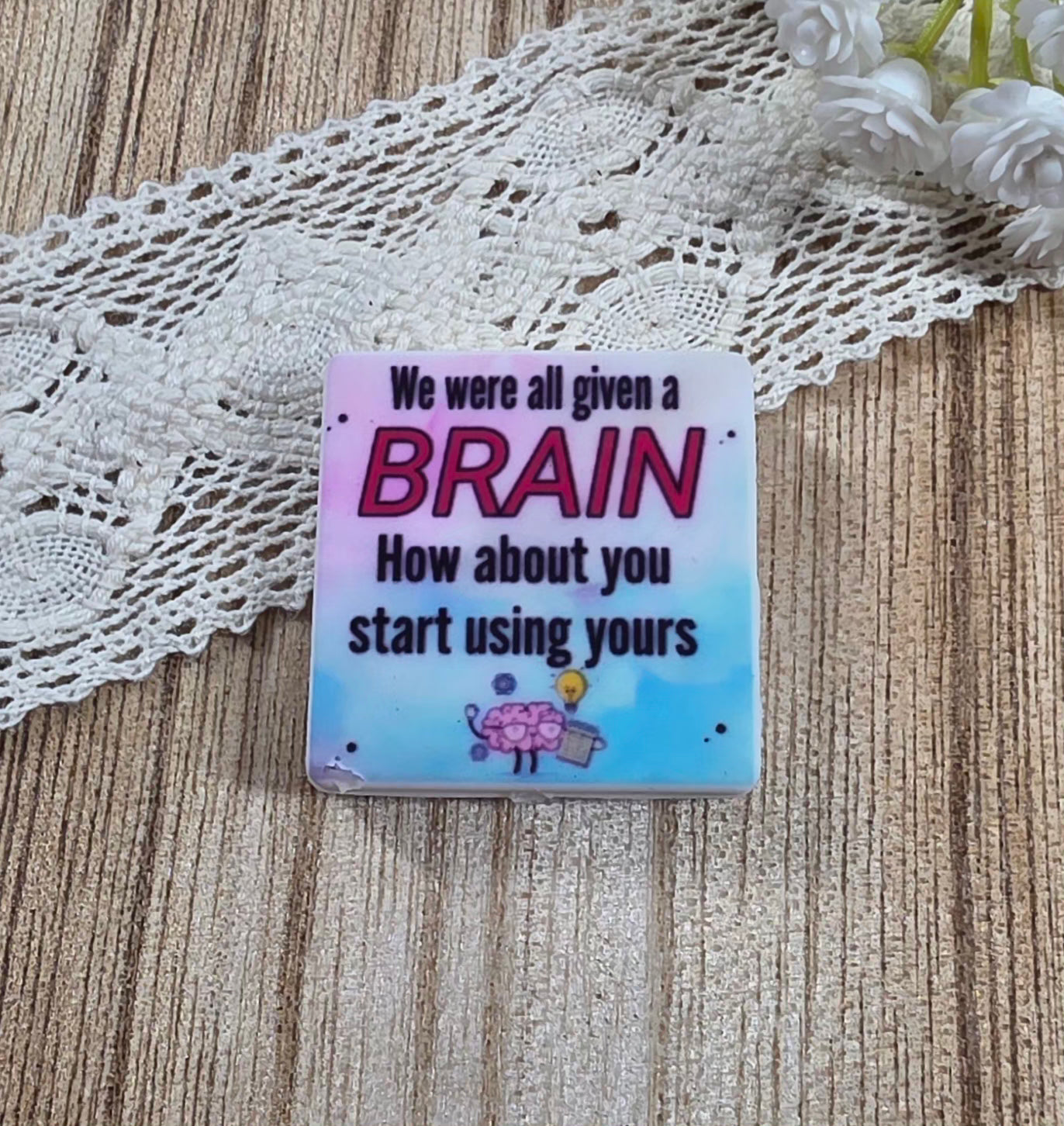 Start Using Your Brain Funny Silicone Focal Bead