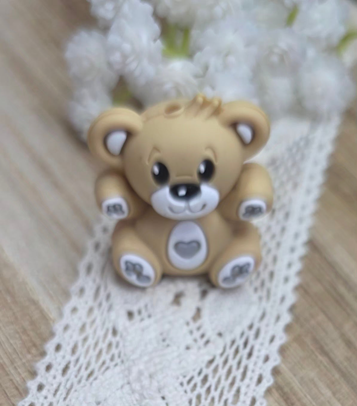 3D Teddy Bear Silicone Focal Bead