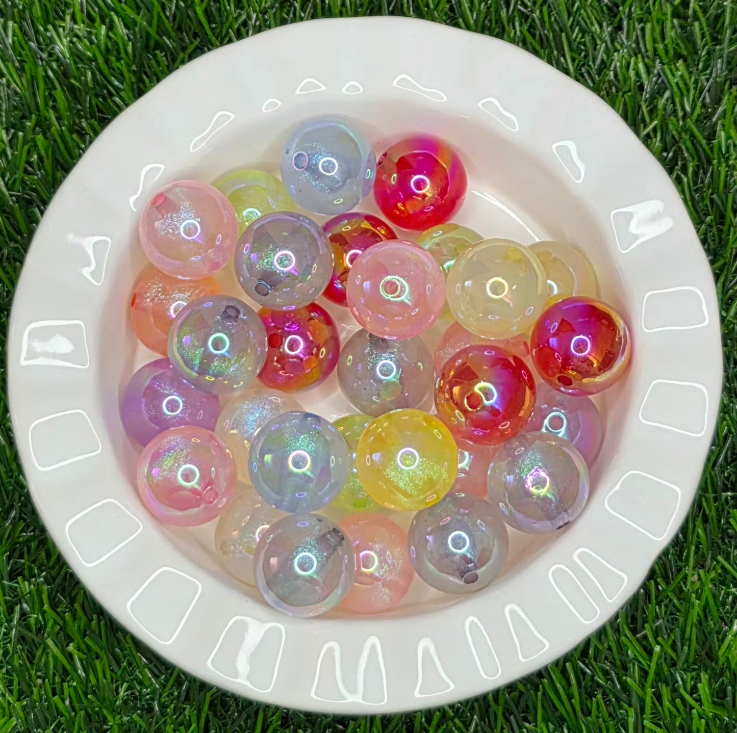 20mm Jelly Glitter Acrylic Beads – Pastel Iridescent Luminous Mix – 4 Pack