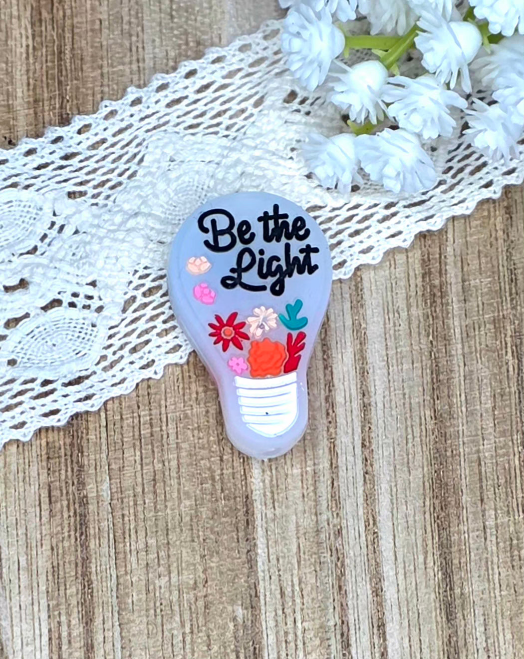 Be the Light Light Bulb Silicone Focal Bead | Inspirational DIY Craft Supply
