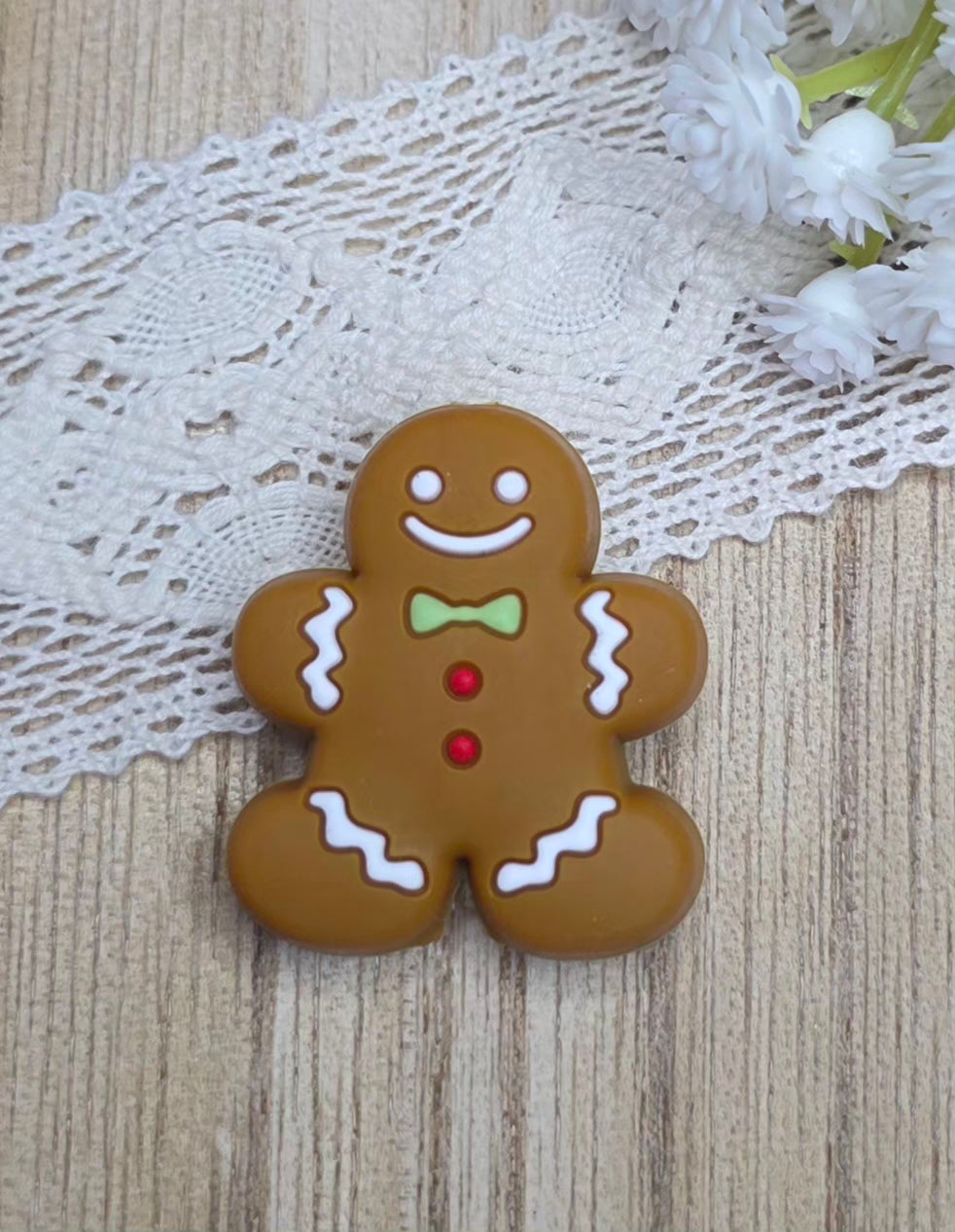 Gingerbread Man Silicone Focal Bead