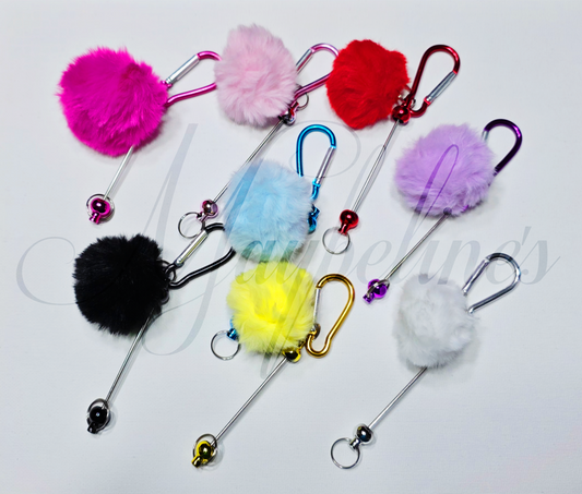 Beadable Keychain Bar with Pom Pom —  (DIY Blank)