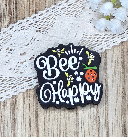 Bee Happy Silicone Focal Bead | Bee Theme DIY Craft Supply