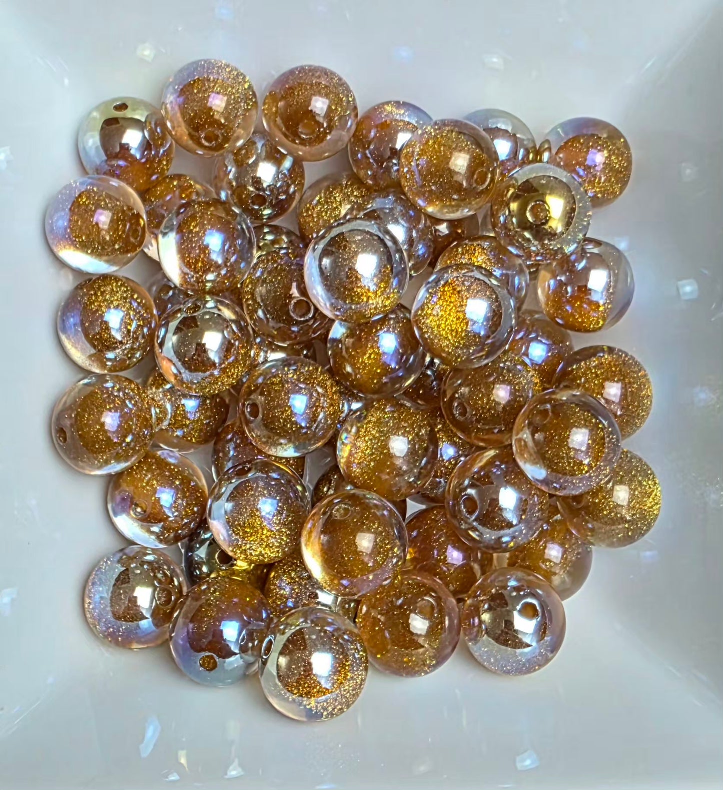 Bronze Glitter Shimmer Acrylic Beads – 16mm – 10 Pack