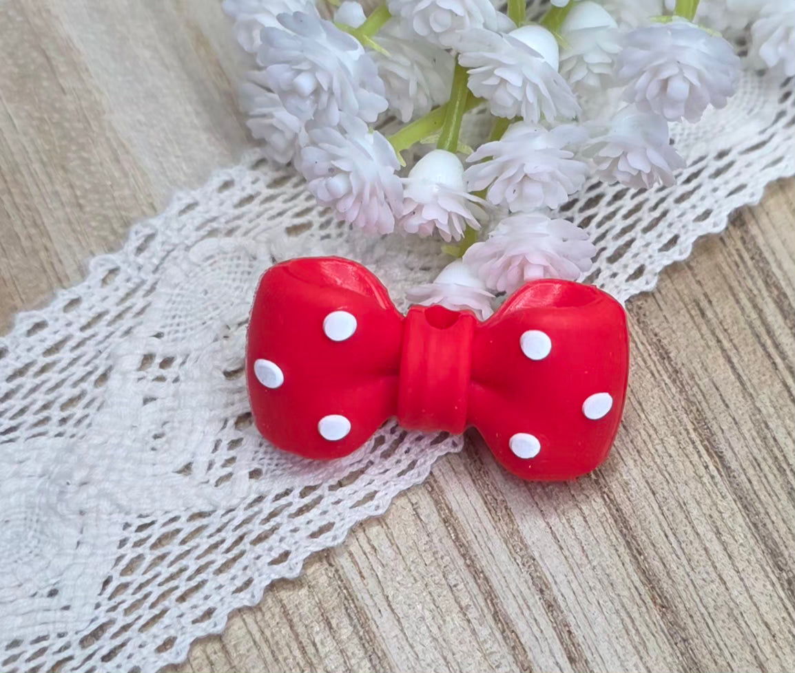 3D Polka Dot Bow Silicone Focal Bead