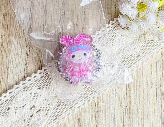 Pink Rhinestone Character Fancy Acrylic Bead