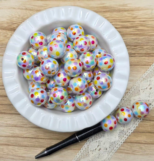20mm Multicolor Confetti (Polka Dot) Acrylic Beads – 4 Piece Pack