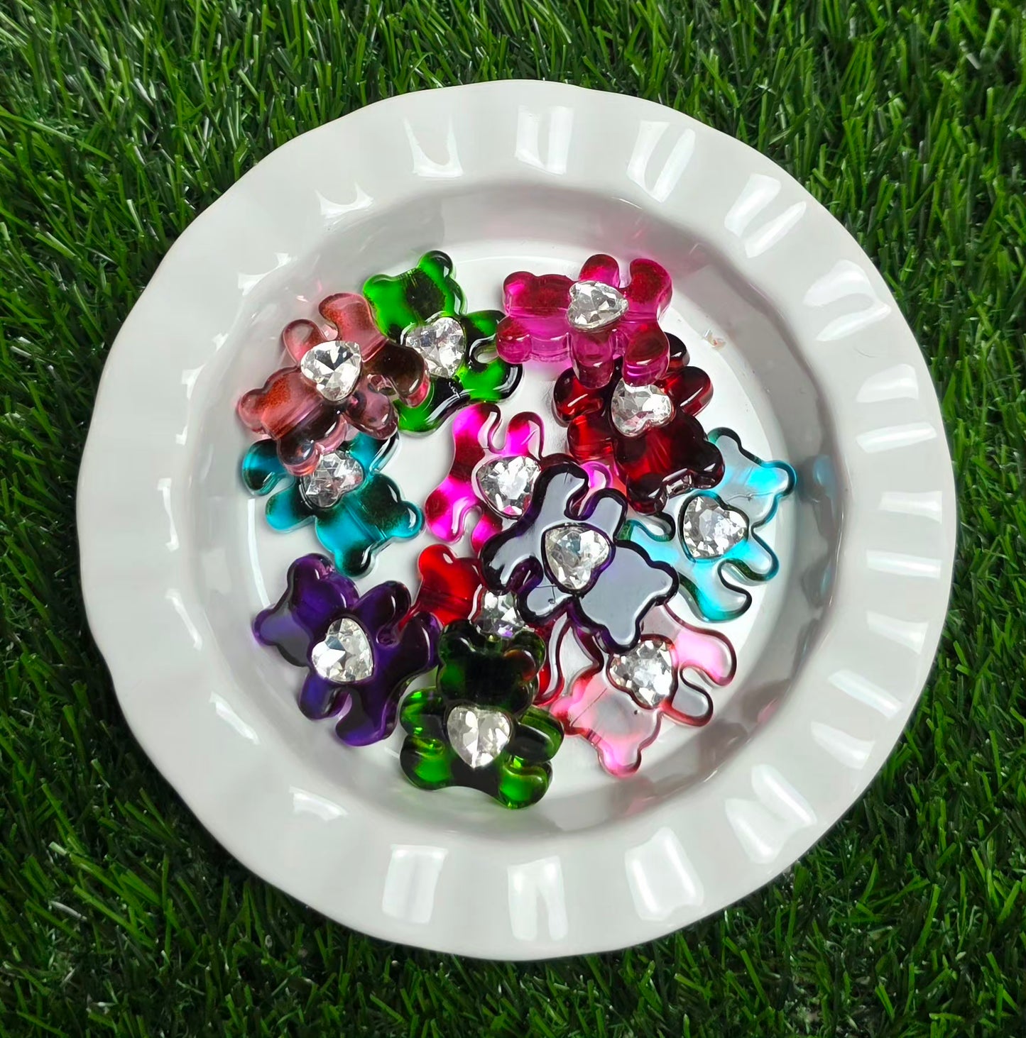 Crystal Heart Teddy Acrylic Beads – 2 Pack