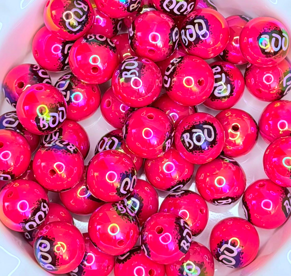 Pink BOO Acrylic Beads – 5 Pack