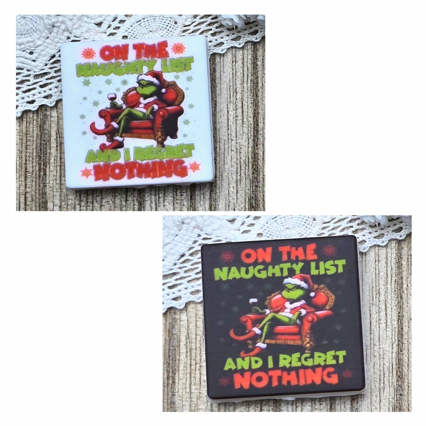 On The Naughty List Grinch Inspired Silicone Focal Bead – Christmas Humor Focal Exclusive
