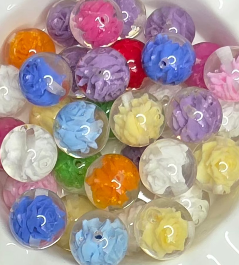 20mm Luminous Rose Acrylic Beads – 4 Pack