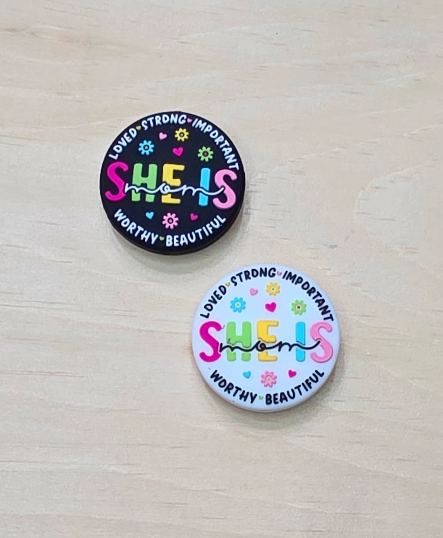 Loved strong important  worthy beautiful She is mom silicone focal bead - A465