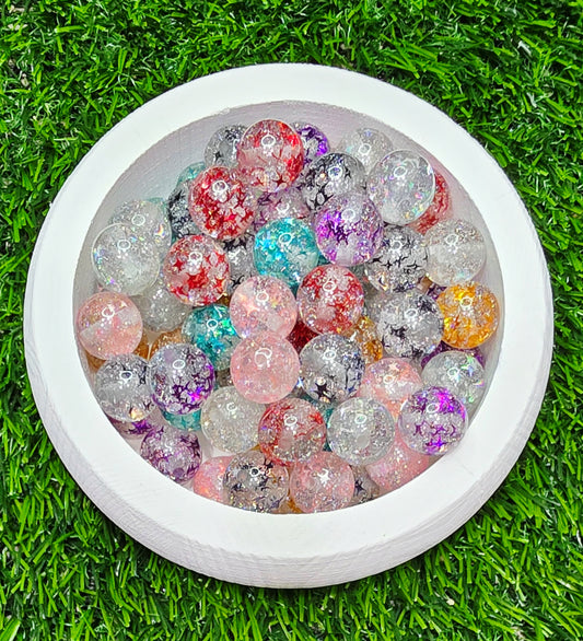 16mm acrylic beads with star pieces inside - 5 count